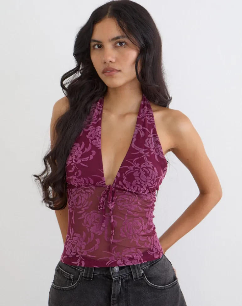 Kadio Top in Flock Shadow Leaf Plum