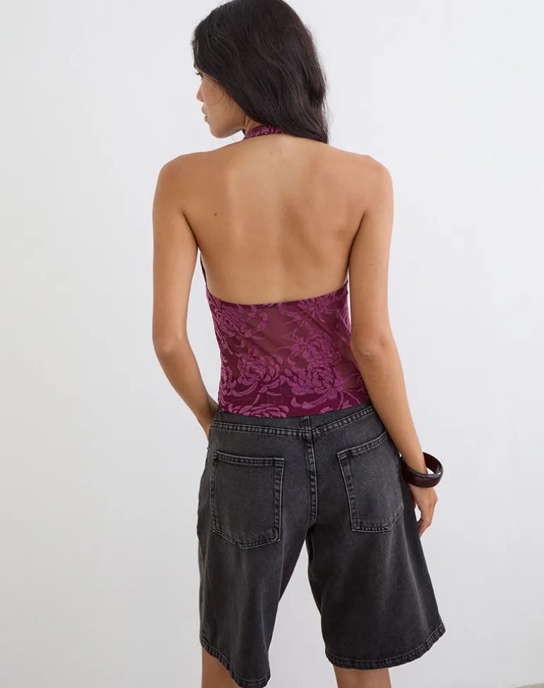 Kadio Top in Flock Shadow Leaf Plum