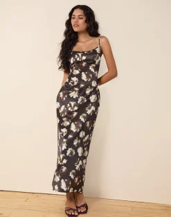 Kafka Maxi Dress in Brown Floral Print