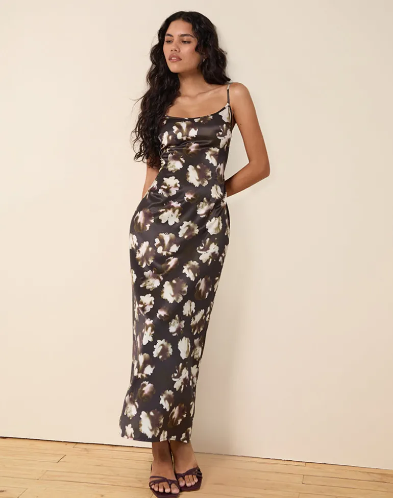 Kafka Maxi Dress in Brown Floral Print