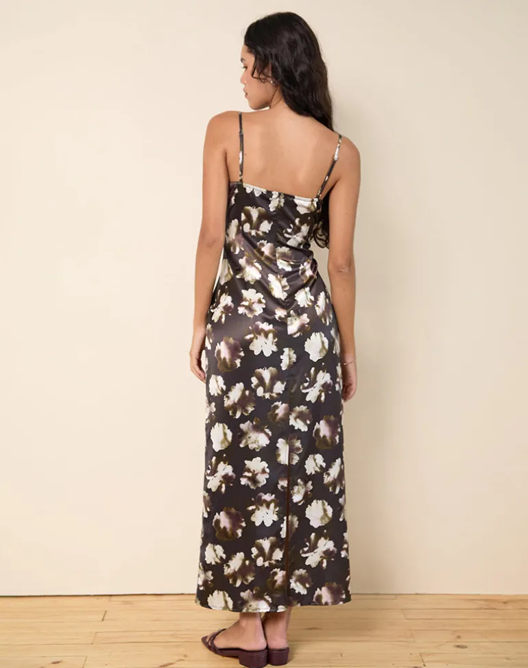 Kafka Maxi Dress in Brown Floral Print