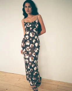 Kafka Maxi Dress in Brown Floral Print