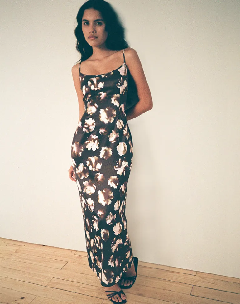 Kafka Maxi Dress in Brown Floral Print