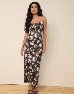 Kafka Maxi Dress in Brown Floral Print