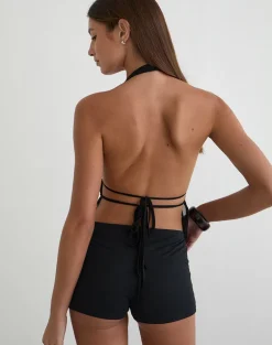 Kaito Halterneck Top in Black with Bronze Shimmer