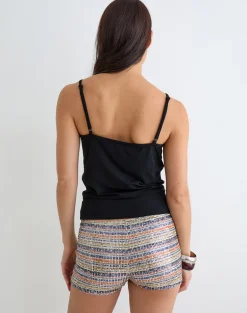 Kalei Cami Top in Rayon Jersey Black with Studs