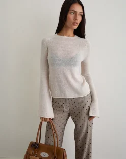 Kaleo Roll Edge Jumper in Knit Ecru