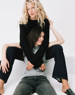 Kaleo Roll Edge Jumper in Knit Black