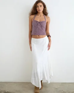 Kampi Halterneck Top in Mini Gingham Wine
