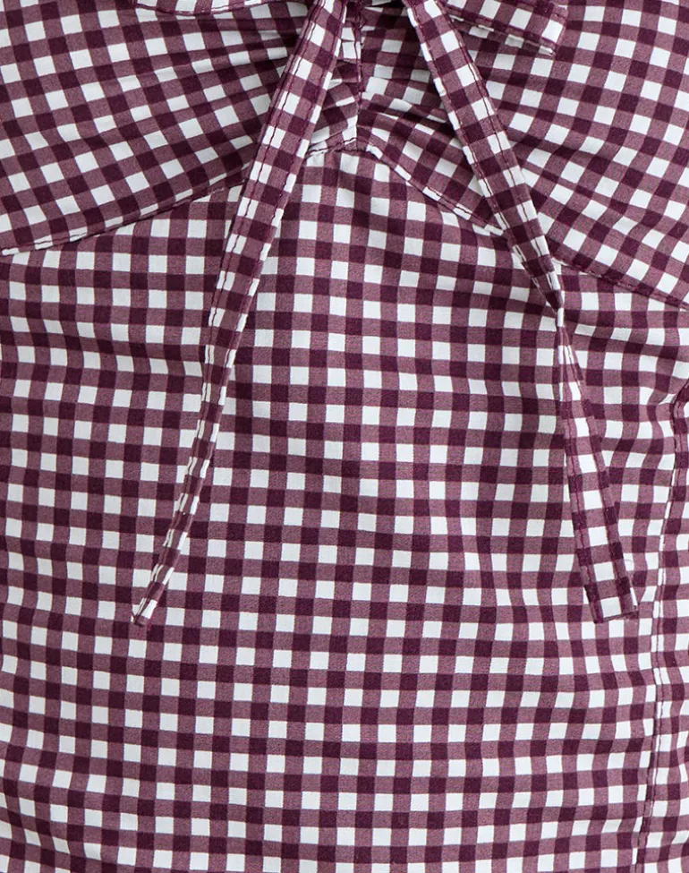 Kampi Halterneck Top in Mini Gingham Wine