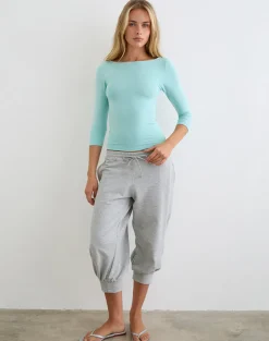 Kamsy Cropped Jogger in Grey Marl