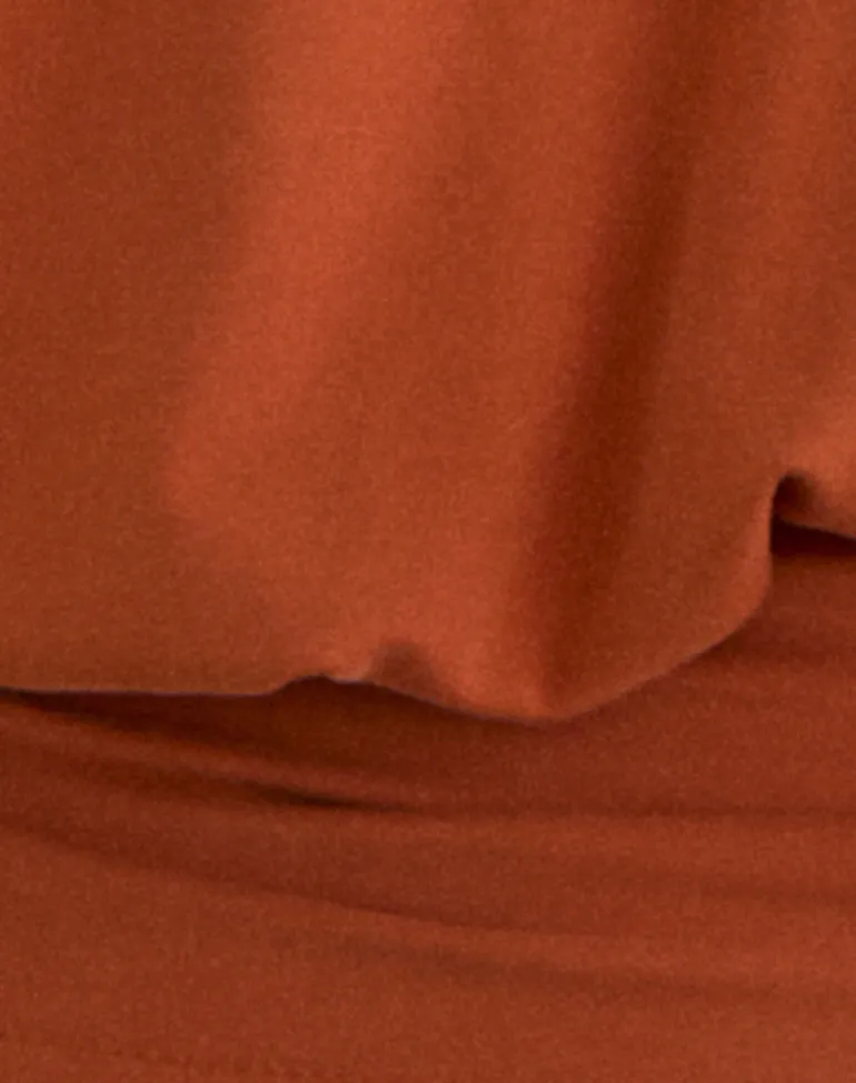 Karise Plunge Top in Cupro Burnt Orange