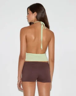 Karise Plunge Top in Cupro Green