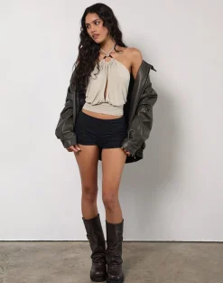 Karise Plunge Top in Cupro Oatmilk