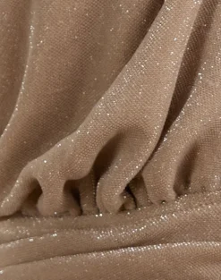 Karise Plunge Top in Glitter Lurex Mesh Cream