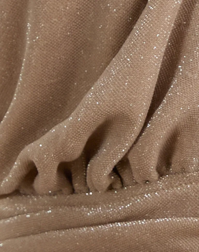 Karise Plunge Top in Glitter Lurex Mesh Cream