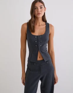 Kariso Corset Top in Tailoring Grey Blue