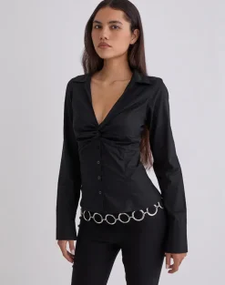 Karis Shirt in Poplin Black