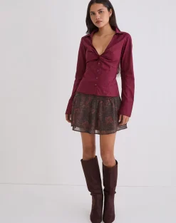 Karis Shirt in Poplin Burgundy