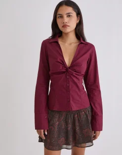 Karis Shirt in Poplin Burgundy
