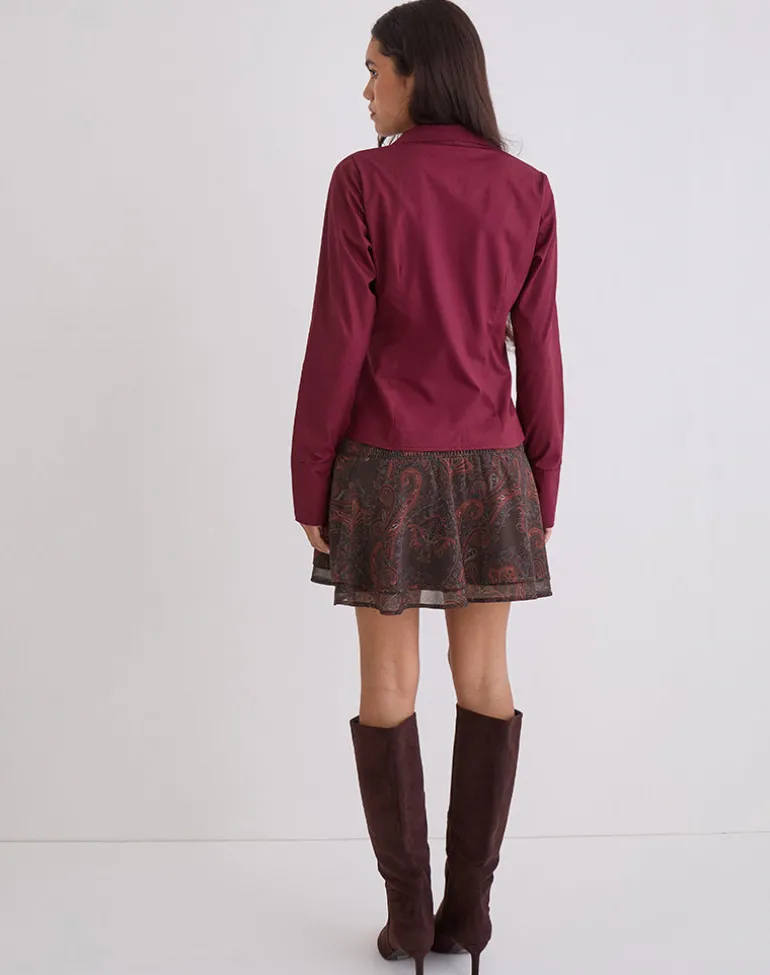 Karis Shirt in Poplin Burgundy