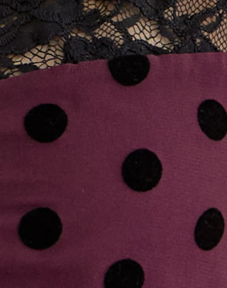 Kasia V-Neck Top in Vintage Polka Maroon