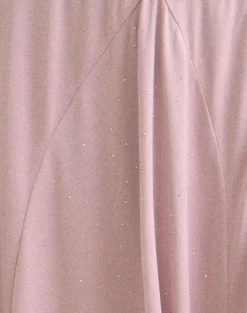 Kaulu Midi Skirt in Cupro Dusty Pink with Rhinestones