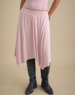 Kaulu Midi Skirt in Cupro Dusty Pink with Rhinestones