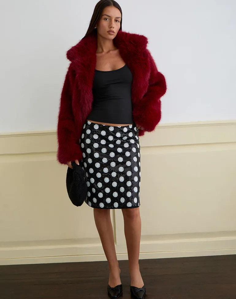 Kavivi Midi Skirt in Polka Sequin Monochrome