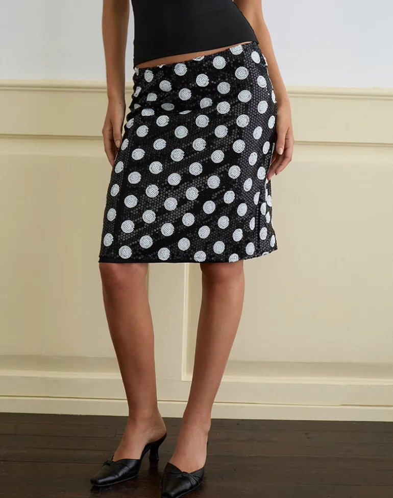 Kavivi Midi Skirt in Polka Sequin Monochrome