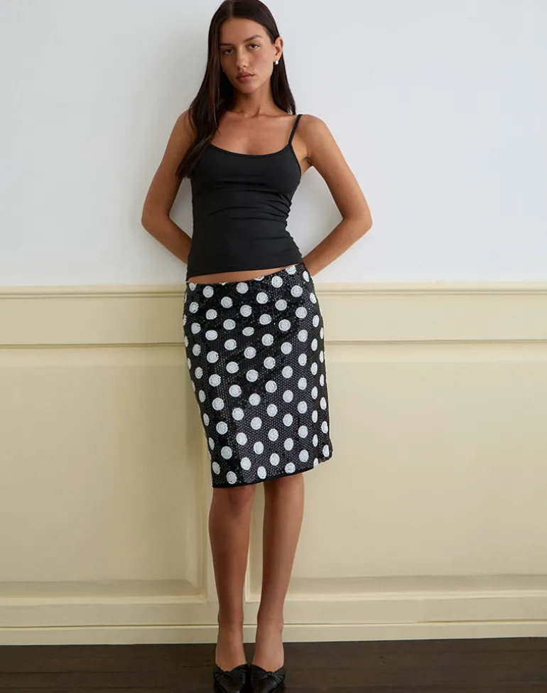 Kavivi Midi Skirt in Polka Sequin Monochrome