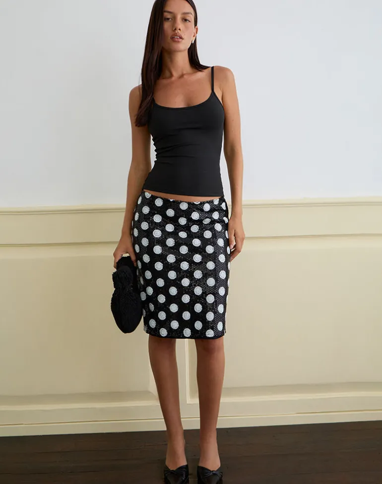 Kavivi Midi Skirt in Polka Sequin Monochrome