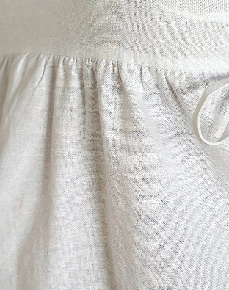 Kawase Tie Side Mini Dress in Linen White