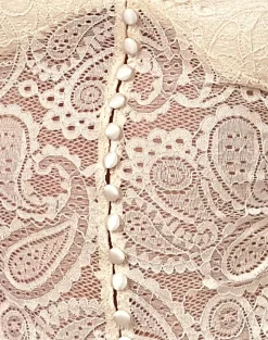 Kefira Plunge Neck Top in Lace Cream