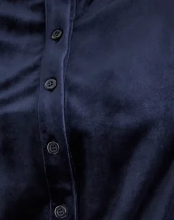 Kellen Button Up Cardigan in Velour Navy