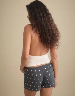 Kenta Hot Pant in Studded Chiffon Dark Grey