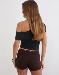 Kento Hot Pant in Bitter Chocolate with Eyelets