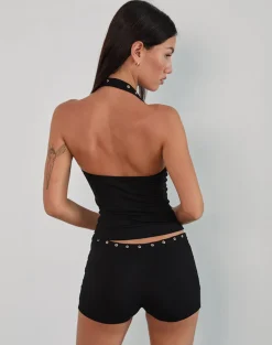 Kento Hot Pant in Black with Eyelets