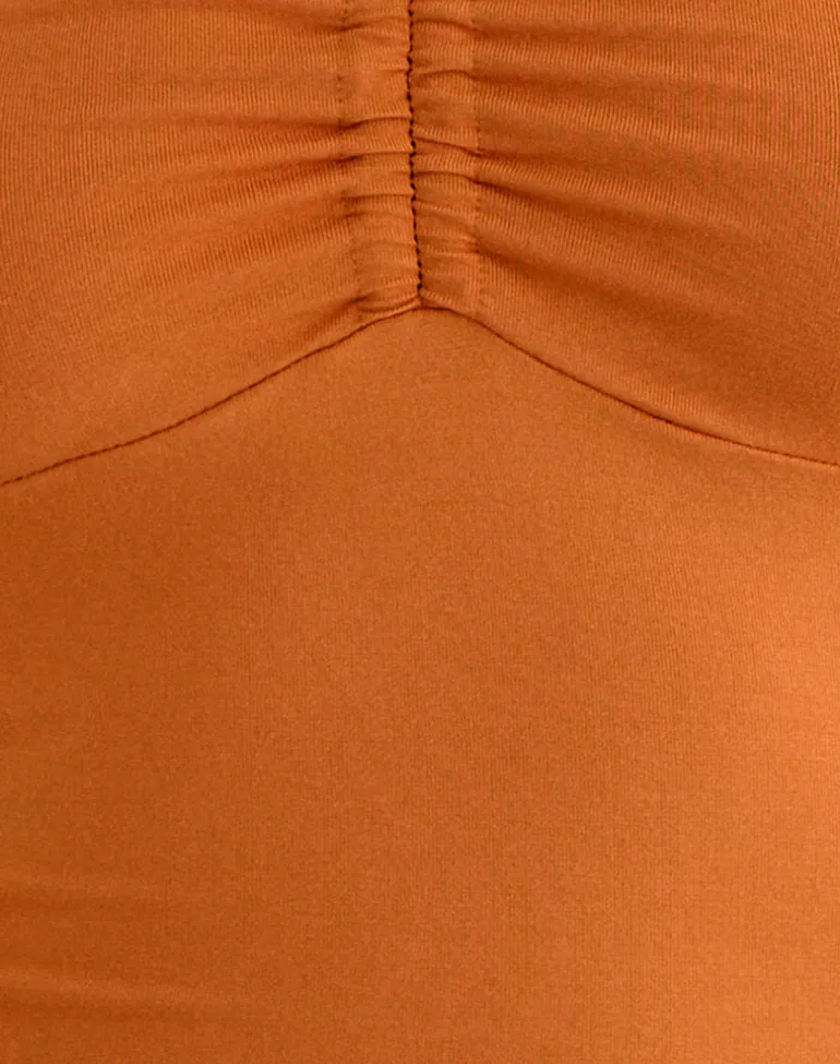 Keona Halterneck Top in Rayon Jersey Sunset Orange