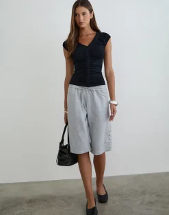 Kether Basketball Studded Short in Grey Marl