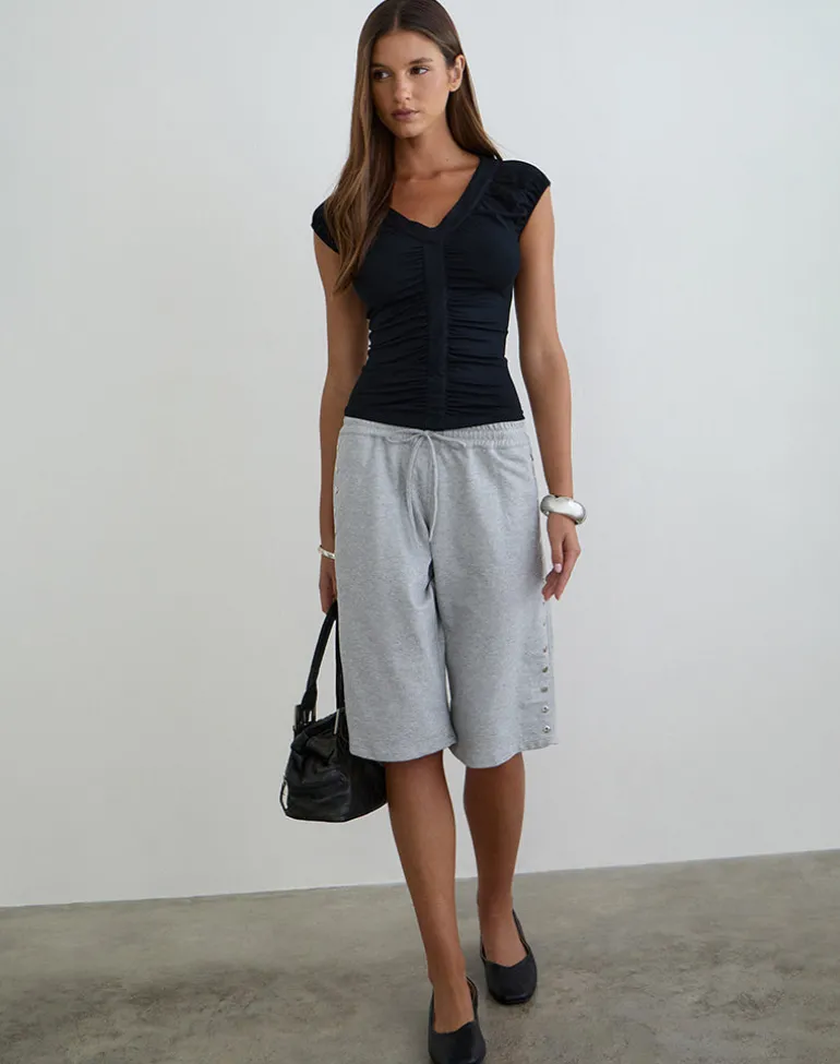 Kether Basketball Studded Short in Grey Marl