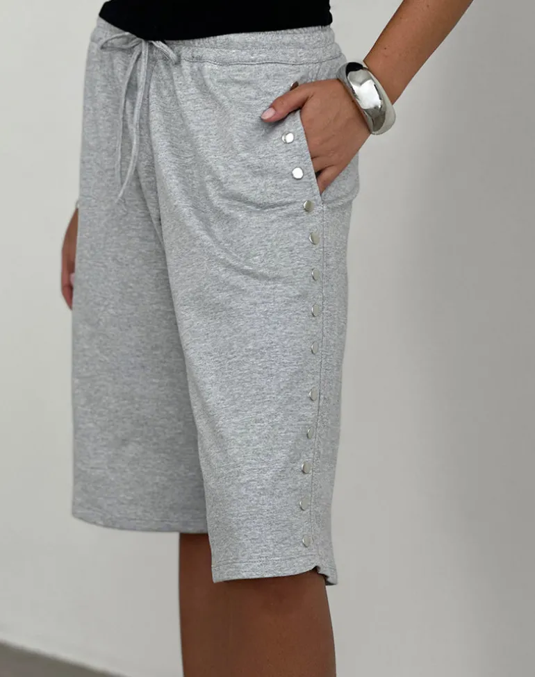 Kether Basketball Studded Short in Grey Marl