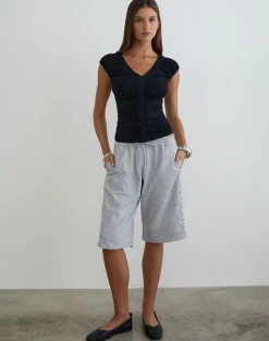 Kether Basketball Studded Short in Grey Marl
