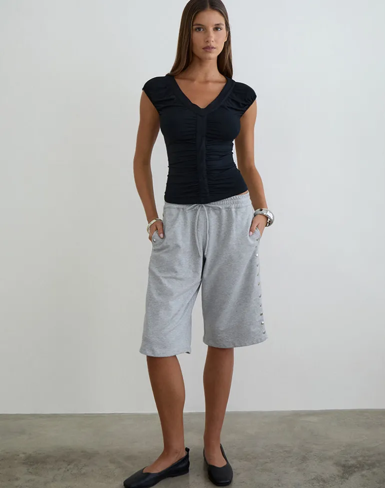 Kether Basketball Studded Short in Grey Marl