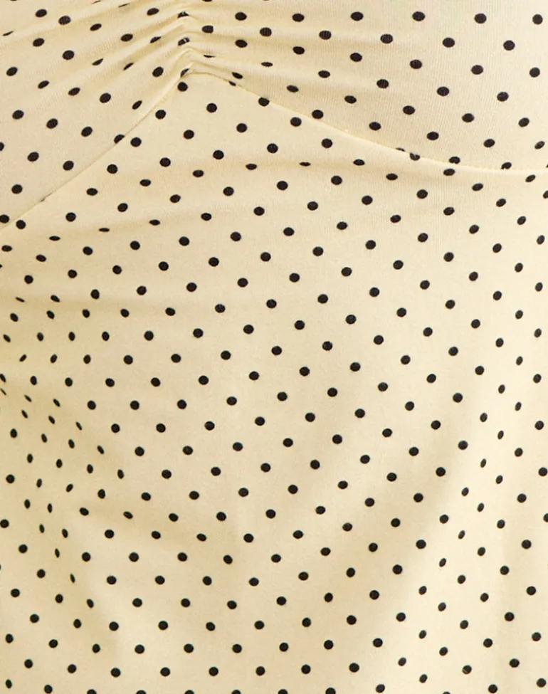 Kindos Halter Top in Butter Yellow with Micro Polka Dots