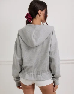 Kit Cinched Waist Hoodie in Grey Marl