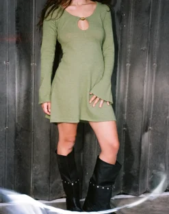 Kodia Mini Dress with Shell in Knit Olive