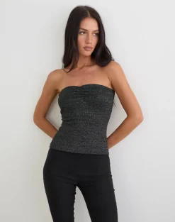 Kolisa Ruched Bust Top in Black