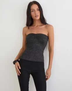 Kolisa Ruched Bust Top in Black