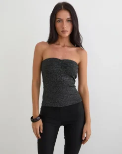 Kolisa Ruched Bust Top in Black